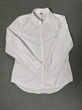 White Long Sleeves Oversized Women's Shirt Size M